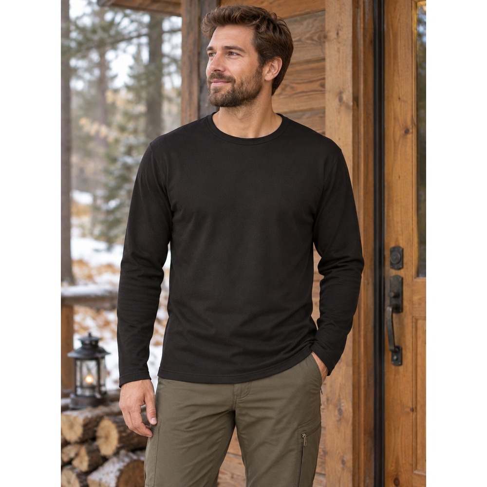 Thermajohn Thermal Shirt Mens L Black Minimalist Winter Layering Base Layer